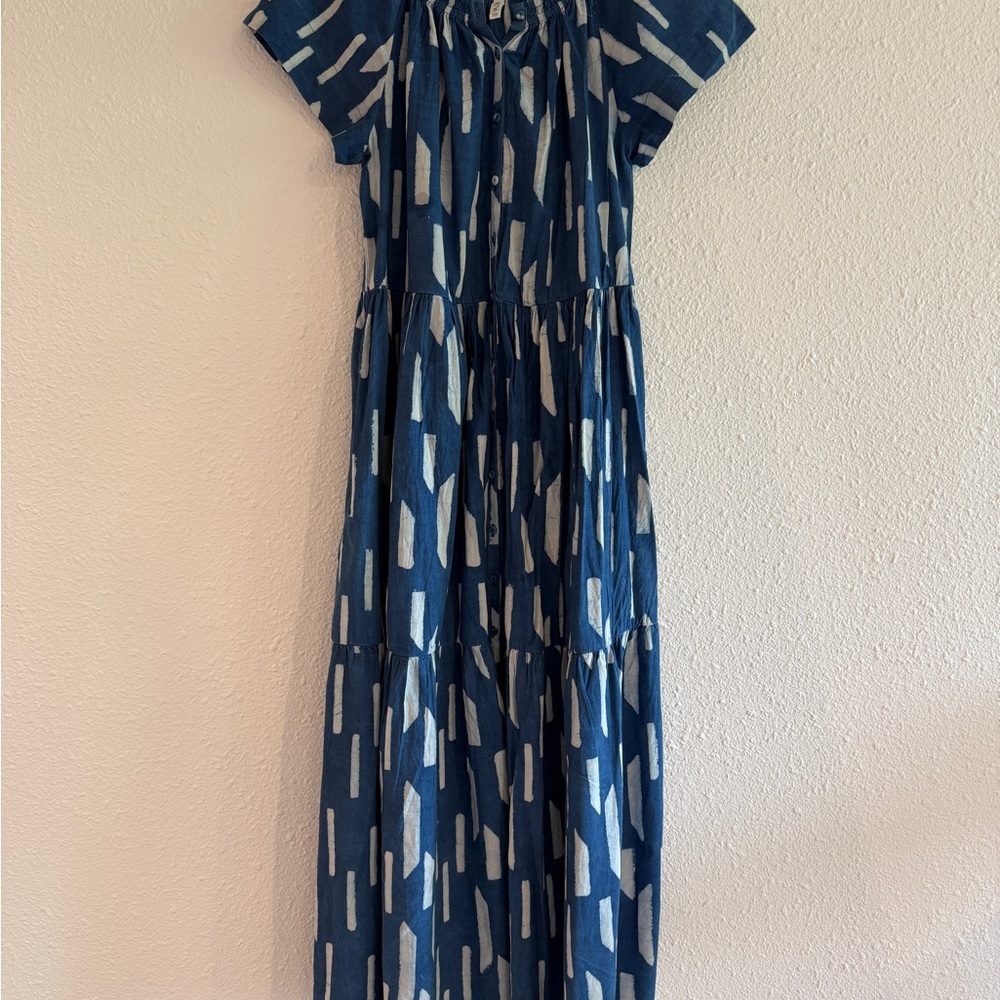 Mirth Vienna Maxi Dress with Abstract White Brushstroke Print